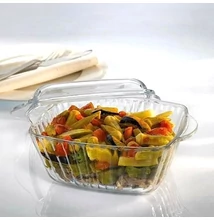 Borcam Üveg sütőtál+fedő 1.2 l ovális bordás