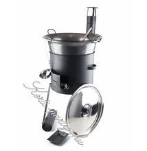39cm Hosszú lábú bográcsház + Zománcozott szeletsütő 42cm 9részes