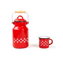 PÖTTYÖS TEJESKANNA 1LITER +BÖGRE 0.5LITER