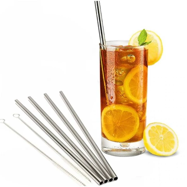 Inox szívószálkészlet 4+1 darab 23cm (8mm) Inox szívószálkészlet 4+1 darab 23cm (8mm)