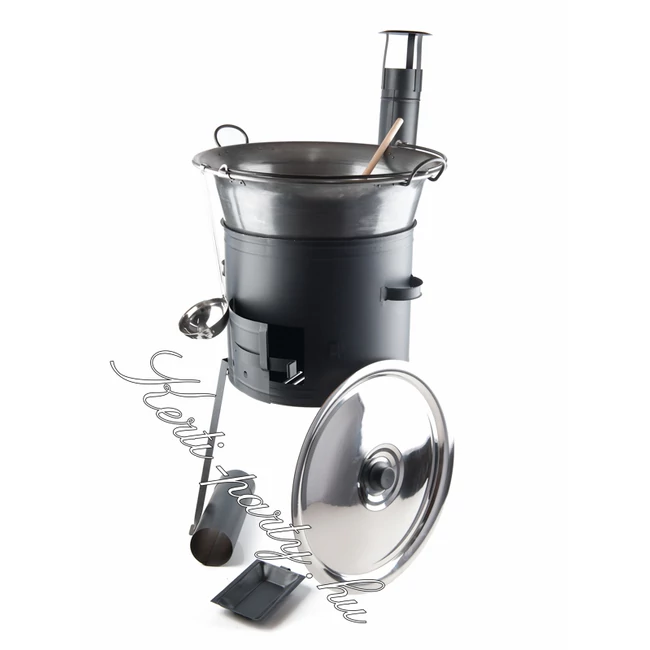 39cm Hosszú lábú bográcsház + Zománcozott szeletsütő 42cm 9részes