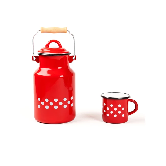 PÖTTYÖS TEJESKANNA 1LITER +BÖGRE 0.5LITER