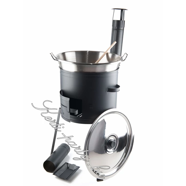 36cm Hosszú lábú bográcsház + rozsdamentes füles hússütő 1.2mm   9 részes