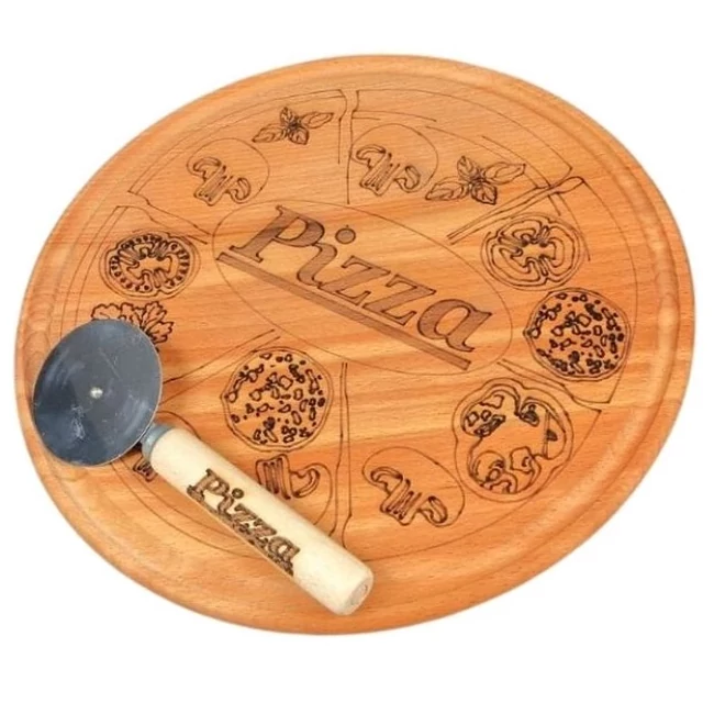 Mintás pizzadeszka + pizzavágó 30 cm