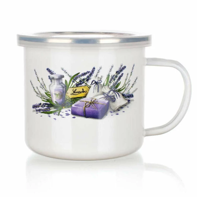 Levendula zománc bögre+fedő 0.5liter